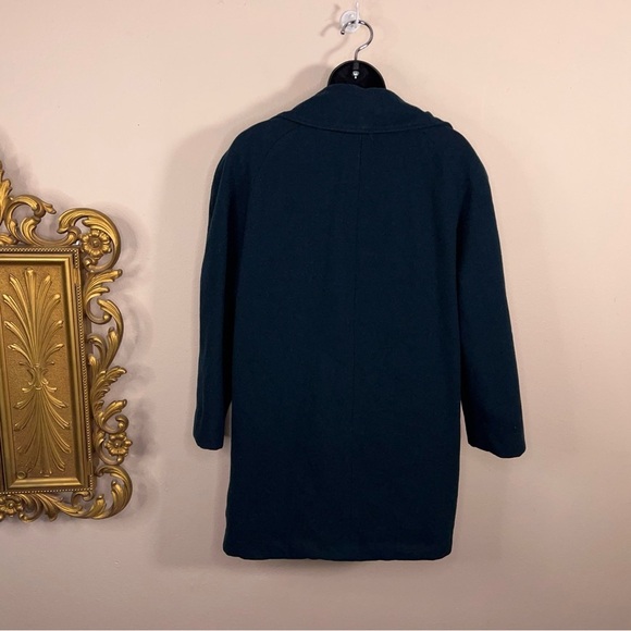 Vintage Size 8 Braetan Teal Blue Wool Coat Lined Retro Button Closure Peacock - Picture 8 of 13
